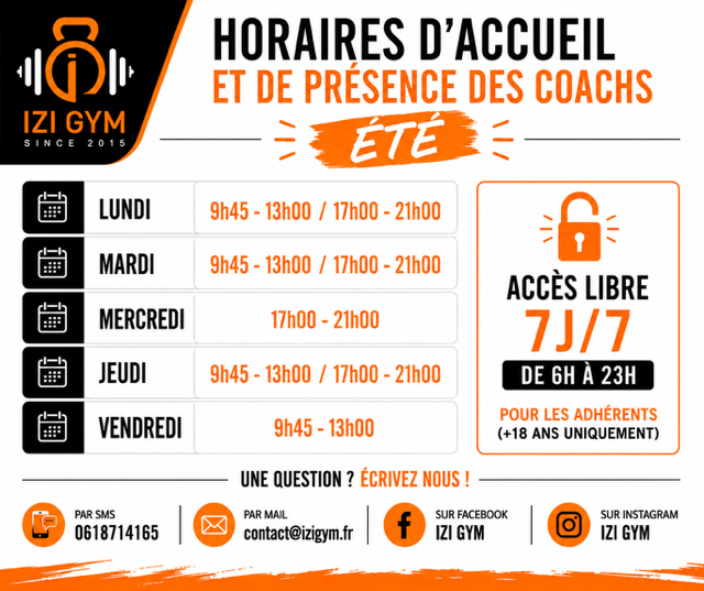Horaires d’accueil et de présence des coachs pendant l’été !
